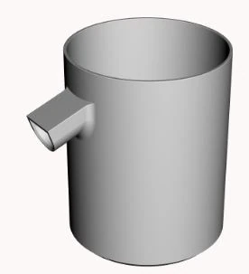3D-Modell eines Bechers mit eckigem Ausguss